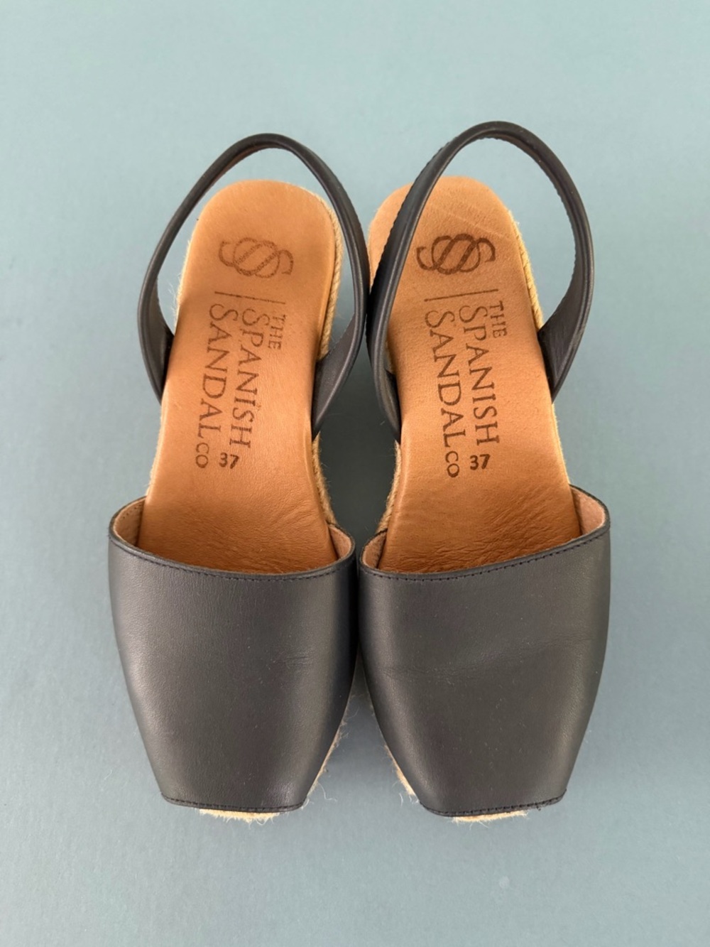 Spanish Sandal Co Navy Blue Espadrille Wedge Slingback Sandals - Picture 7 of 10
